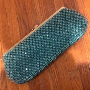 Trina Turk Aqua Beaded Clutch